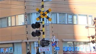 【踏切】静岡鉄道　遮断機が12個ある踏切 (Railroad crossing in Japan)