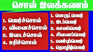 சொல் இலக்கணம் வகைகள் | பெயர்ச்சொல் வகைகள் |Sol Ilakkanam| பெயர்ச்சொல் வினைச்சொல் இடைச்சொல் உரிச்சொல்