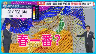 【寒波影響】相次ぐ落雪で雪下ろしの危険 12日(水)には｢春一番｣の可能性も…天達気象予報士解説【めざまし８ニュース】