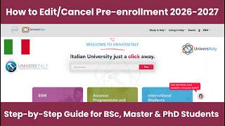 How to Modify or Cancel Pre-Enrollment at Universitaly Portal | Edit Pre-Enrollment | Study in Italy