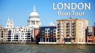 🇬🇧 London Boat Tour 4K - River Thames Cruise - Westminster, Canary Wharf & Greenwich - England, UK