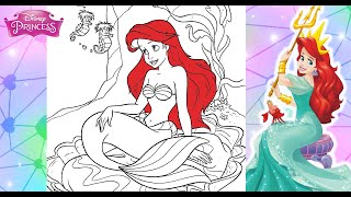 Under the Sea ARIEL Coloring Page THE LITTLE MERMAID and Friends Ocean Coloring Page Book In Markers