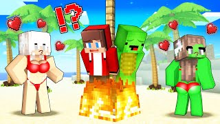 JJ and Mikey Survived on a DESERT ISLAND with GIRLS in Minecraft Survival Battle Challenge