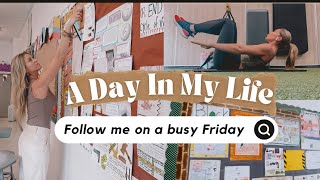 A Full+Busy Friday! High School Teacher Vlog | Projects, Free TpT, Cleanup, Workout…