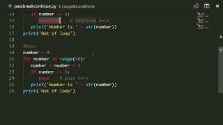 Python Using break,continue pass keywords