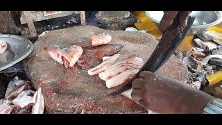 Amazing Seer Fish Cutting Skills/Expert Cutting Seer Fish In Madurai Fish Market-Madurai Street Food