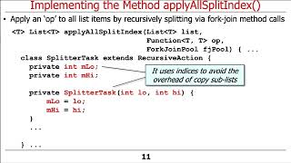 Evaluating the applyAllSplitIndex() Java Fork-Join Framework Programming Model