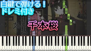 【白鍵で弾ける】千本桜 『 初心者向け ドレミ付き 』 ピアノ 簡単 ボカロ 簡単ピアノ