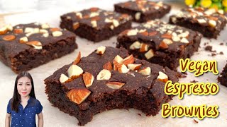 วีแกน เอสเปรสโซ่ บราวนี่ ไม่ไข่ ไม่แป้ง Vegan Espresso Brownies | แม่บ้านอาหารสุขภาพ