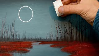 How to Paint Mystical Landscape with Reflections / Acrylic Painting