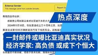 一封邮件或曝比亚迪真实状况：这样议价产业链怎么活？经济学家：高负债，或成下个恒大｜热点深度（20241128）