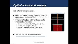 FDTD Optimization and sweeps
