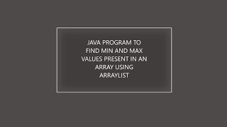 Java Program To Find Minimum and Maximum value present in an array Using ArrayList