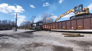 Smoking SD40-2 Leads Short Norfolk Southern Work Train