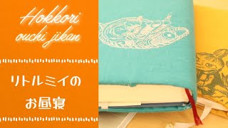 リトルミイの「お昼寝」を刺繍した単行本のブックカバーを作りました♪