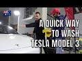 A QUICK WAY TO WASH A TESLA MODEL 3 | Rinseless Car Wash Method Tesla