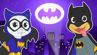 BABY PETS 🦇🦹 Fantasia de Batman e Batgirl 🐈‍⬛🐧