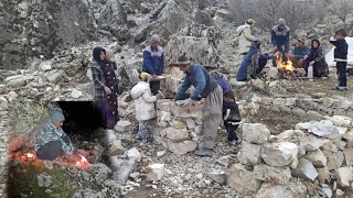 Daily life of Ali and Sarbgol nomads: Continuation of construction of sheep shelter in the mountains