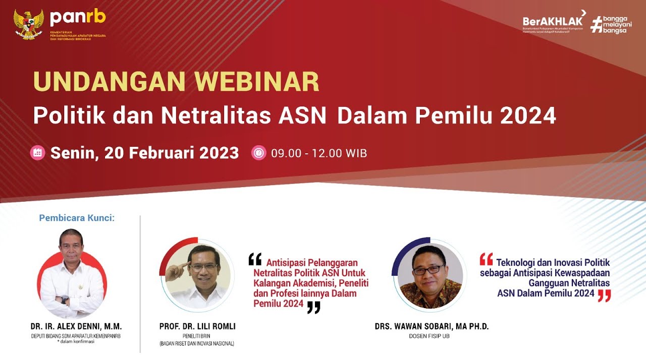 [LIVE] Webinar Politik Dan Netralitas ASN Dalam Pemilu 2024 - YouTube