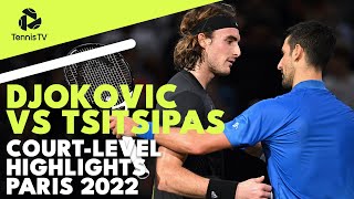 Stefanos Tsitsipas vs Novak Djokovic EPIC Match Court-Level Highlights | Paris 2022