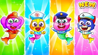 Mermaid Finger Family 🖐️🧜‍♀️👮| FireGirl, DoctorGirl, and PoliceGirl Song 🚑 Kids Songs by Lamba Lamby