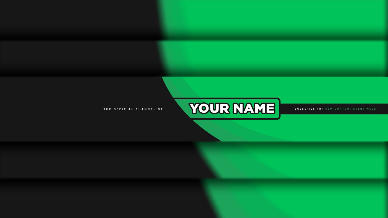 Free Photoshop YouTube Banner Template | Clean 2D Style Green Banner ...