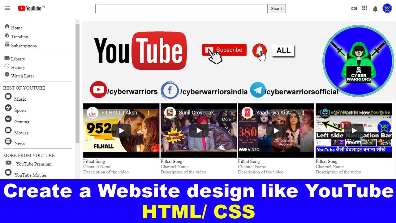 How To Create A Website Like Youtube Video Sharing Script Html Tutorial