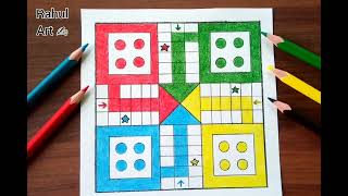 How to draw Ludo board game on paper || How to make Ludo game || Ludo Board Game Drawing