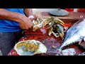 ⚠️ interesting alive giant big crabs fastest cleaning and cutting crab cutting technique