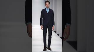 Fame Suit Slim Fit Navy Blue Mono Collar Double Slit Lined Suit With Vest