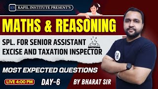 Math \u0026 Reasoning | Spl. PSSSB Labour Insp. \u0026 Excise and Taxation Insp. | Day-6 | Most Expected Ques.