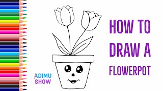 How to draw a flowerpot