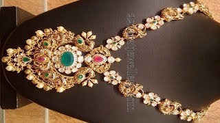 Gold Floral Pachi Necklace Designs 2019