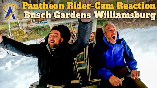 Pantheon Front-Row Rider Cam Reactions at Busch Gardens Williamsburg