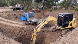 เปิดบ่อมุมแรก ชั้นสอง จัดเต็มอุ้ม komatsu pc70-8 ดั้มแรง excavator and truck EP.6721