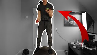 Balance On A Swiss Ball While Juggling 3 Balls | Tutorial