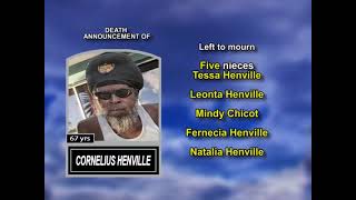 Cornelius Henville ~ Long Obituary
