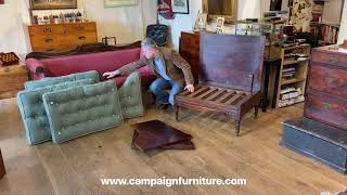 Antique Campaign Chair Bed by Thomas Butler