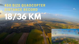 18/36km Distance Record on 450 size quadcopter (Рекорд дальности 18 км на квадрокоптере 450 размера)