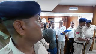 Police at TCP office as Karapurkars reach in numbers.