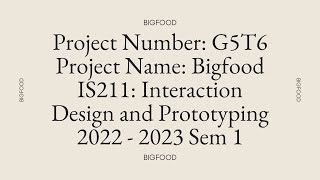 Scenario Walk-through: 1 (Easy), g5t6,  Bigfood, Iteration 1, SMU IS211: 2022 - 23  Sem 1