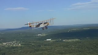 World War One biplanes dogfight in the skies above New York