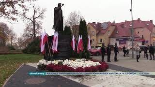 POLKOWICE. Narodowe Święto Niepodległości. Kwiaty pod pomnikiem marszałka Piłsudskiego