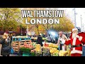 London Christmas 🎄 Walk Tour! | Walthamstow Street  Market | London Street Food | 4K HDR