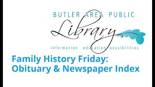 Family History Fridays: Our Obituary and Newspaper Index