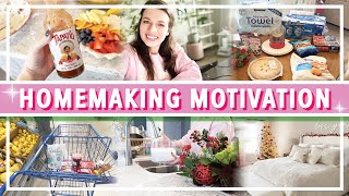 HOMEMAKING MOTIVATION | clean \u0026 cook with me, Christmas home decor tour, Costco haul