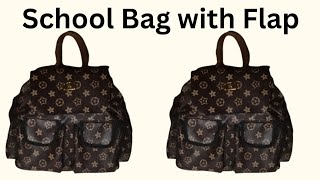 School bag with flap/ how to cut and sew a school bag with flap easily