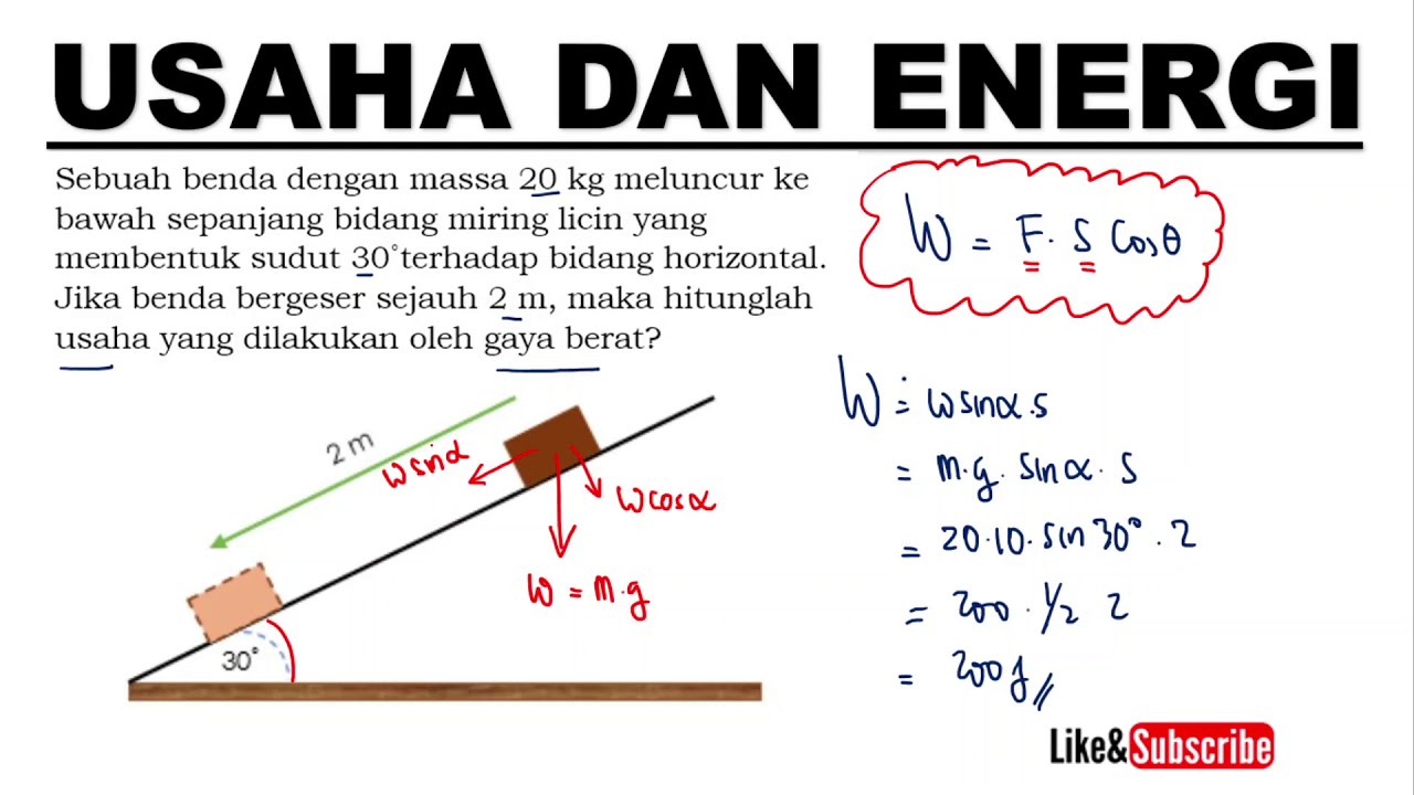 Konsep Usaha Dan Energi Pada Bidang Miring Fisika SMA Kelas 10 - YouTube