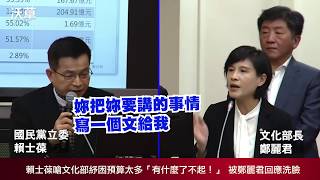 【沃草烏龍球】賴士葆嗆文化部紓困預算太多「有什麼了不起！」    被鄭麗君回應洗臉