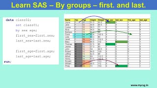 Learn SAS: By group processing - first. and last. variables creation